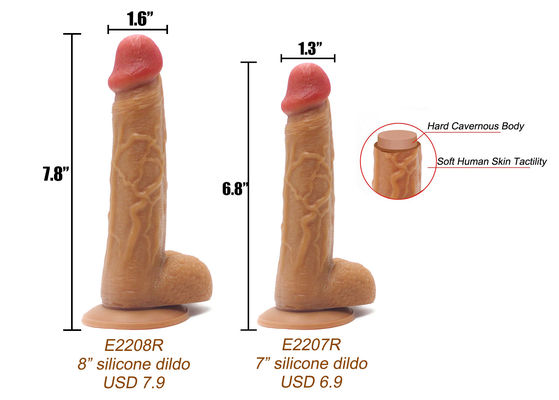 7 Inch Fake Silicone Penis Elastic Dildo Sex Toy Strong Suction Cup