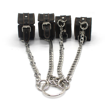 3.3 Inch BDSM Belt Handcuffs Adult Bondage Toys Leather Thigh Harness With Cuffs