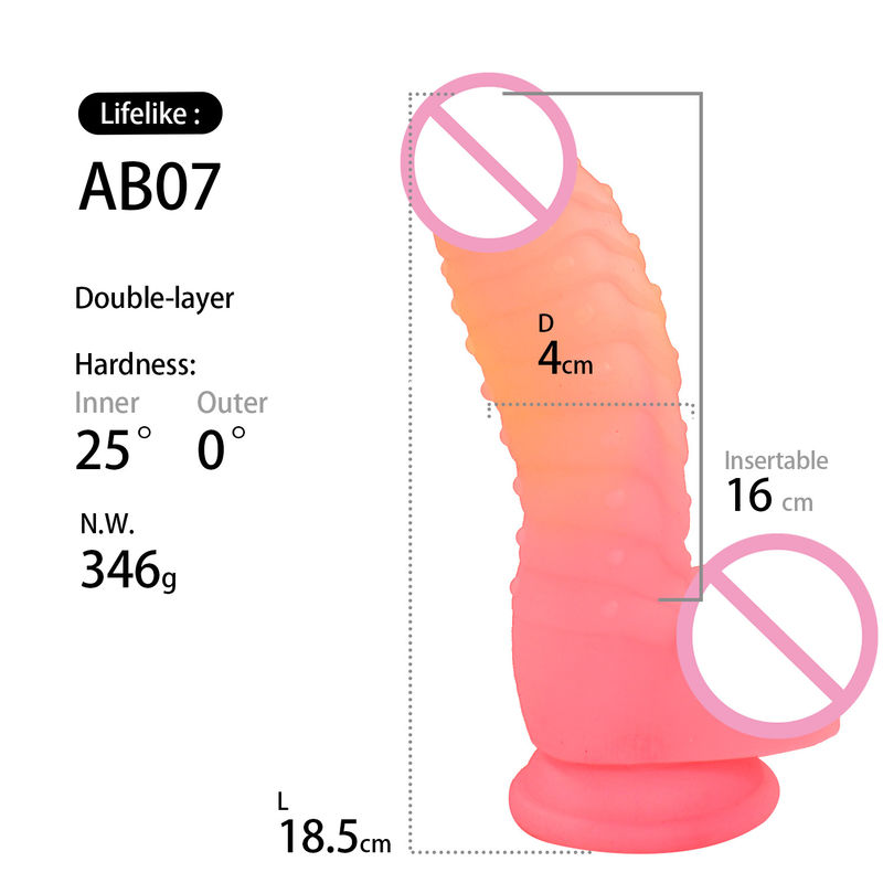 Ribbed Studded Soft G Spot Dildo , 7 Inch Colorful Fantasy Silicone Dildo